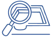 Icône loupe sur plan – Expertise technique et diagnostic de piscines