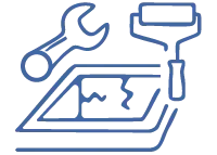 Icône plan de piscine avec outils – Rénovation et modernisation de bassins