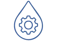 Icône goutte d’eau avec engrenage – Entretien et maintenance de piscines