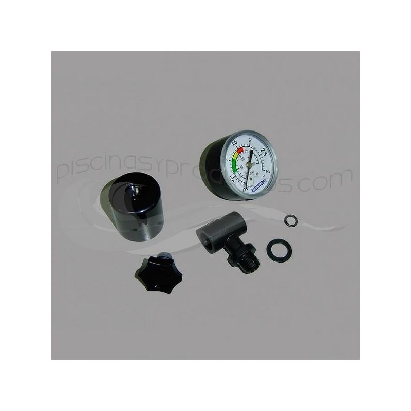 Manomètre filtre - 1/8" avec té, joint et bouchon purge d'air