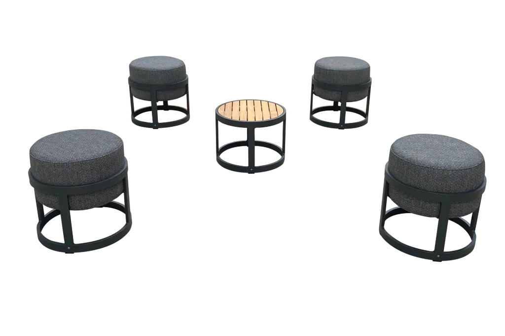 [12095112] Stay Compact set de 1 table + 4 poufs  